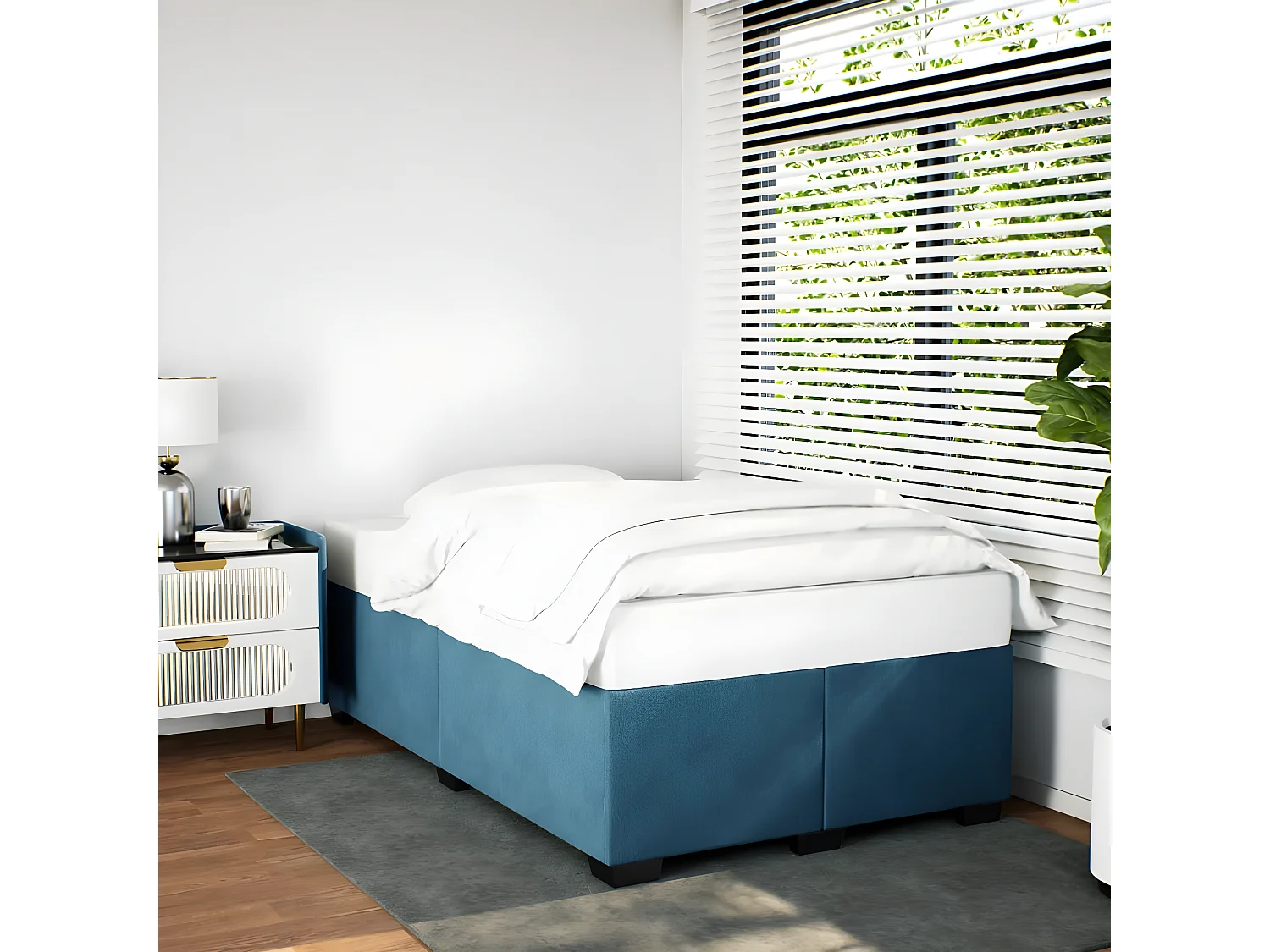 Estrutura de cama 120x200 cm veludo azul