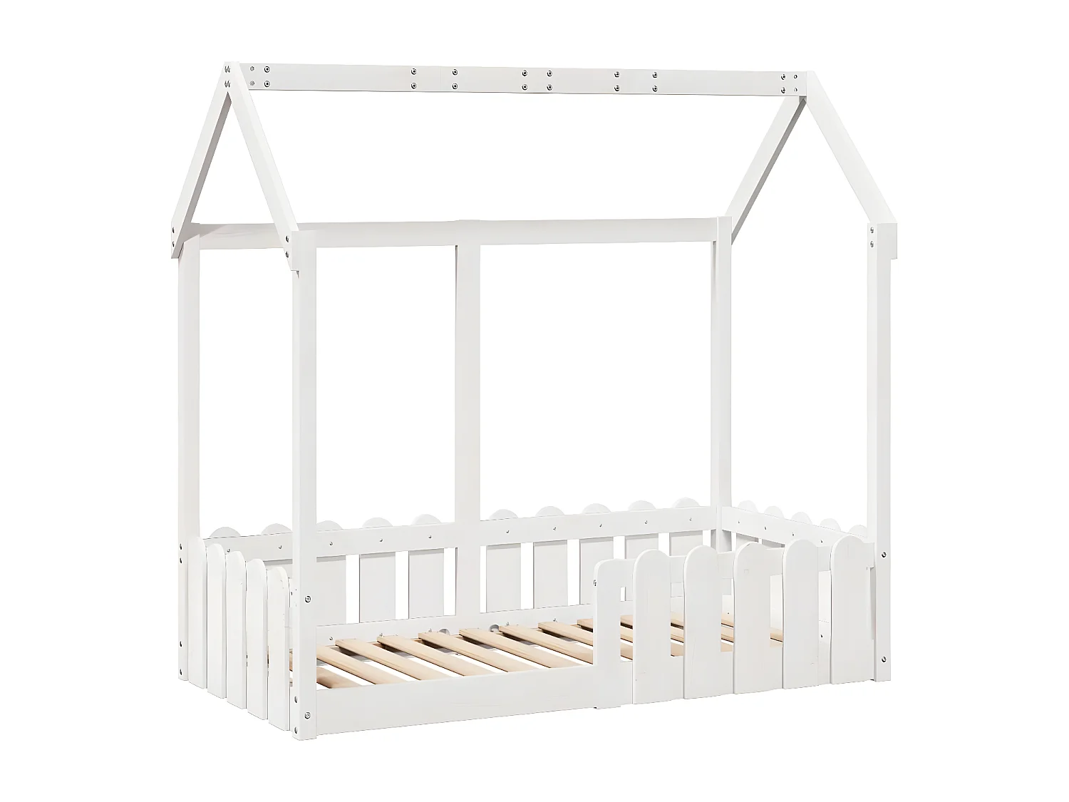 Cadre de lit d'enfants forme de maison 70x140cm bois pin massif