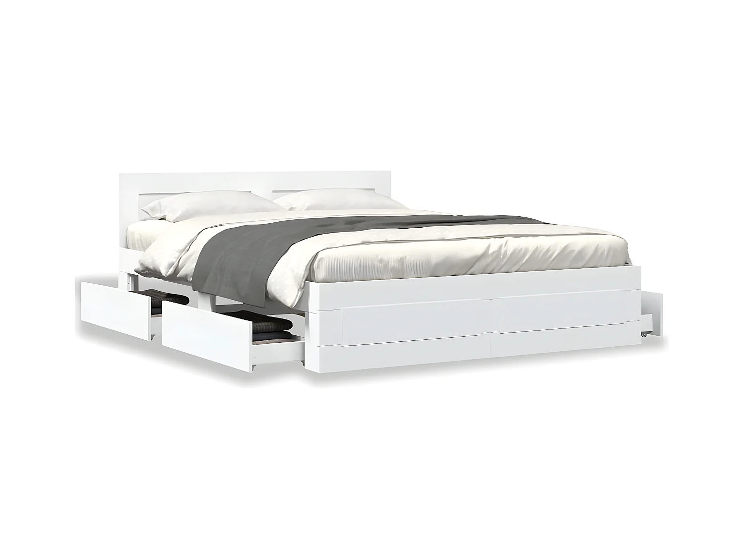 Estructura cama con cabecero madera ingeniería blanco 160x200cm