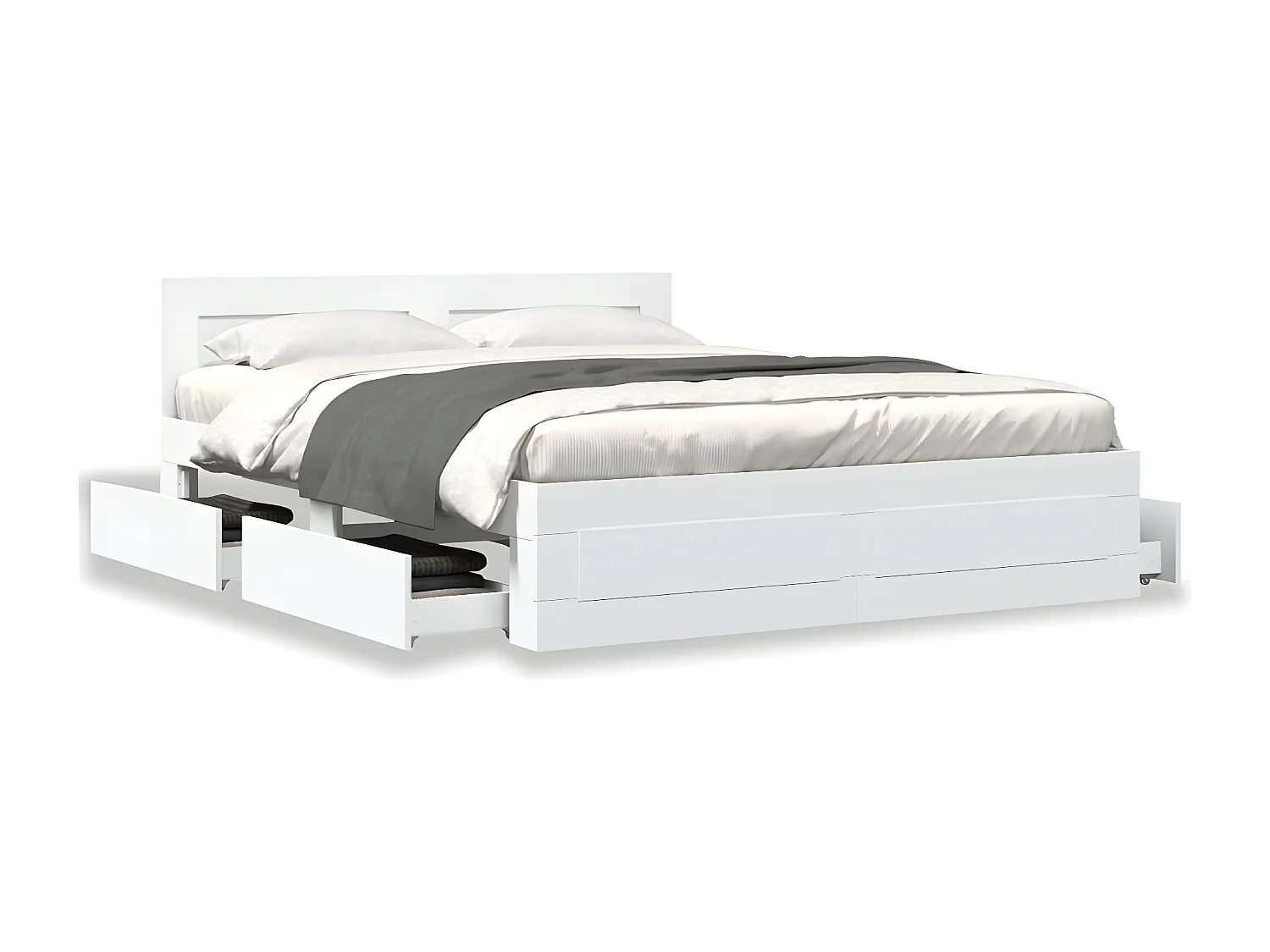 Estrutura cama c/ cabeceira 160x200 cm derivados madeira branco