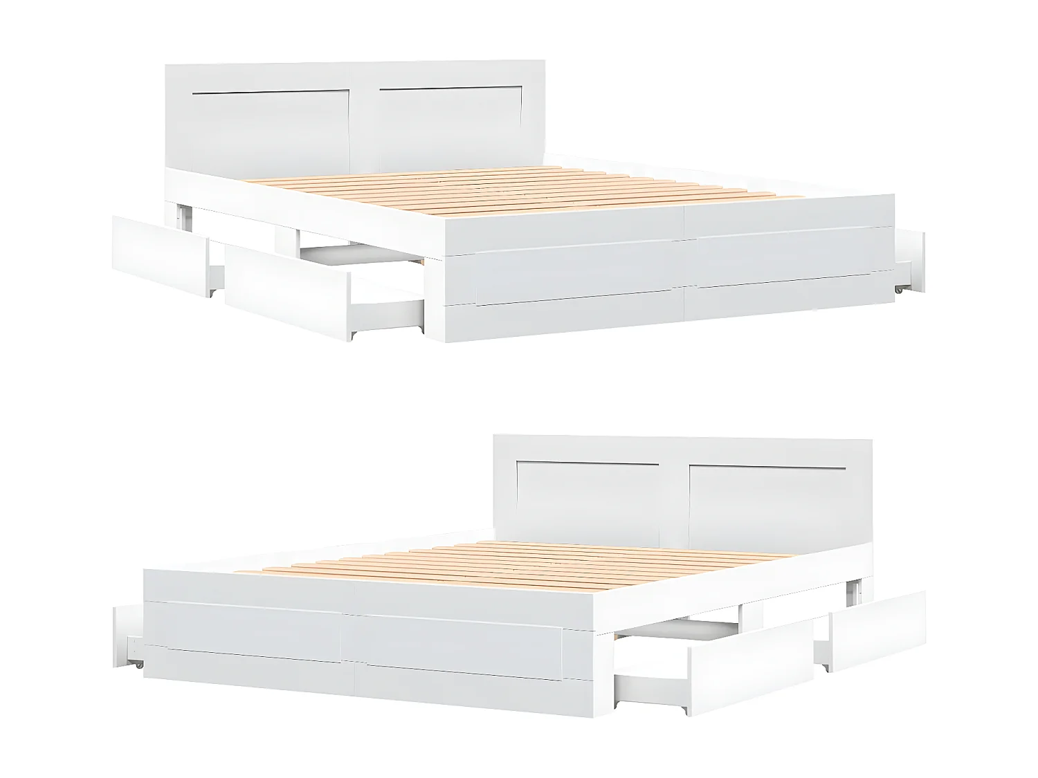 Estrutura cama c/ cabeceira 160x200 cm derivados madeira branco