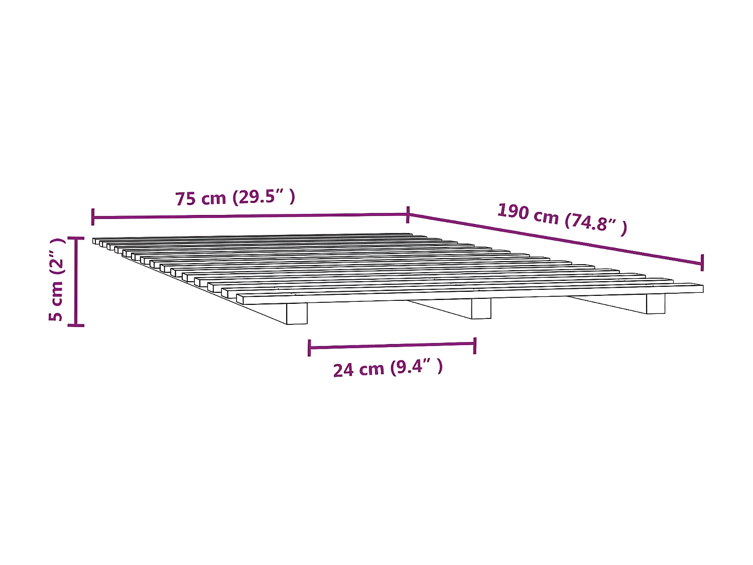 Estrutura de cama 75x190 cm madeira de pinho maciça