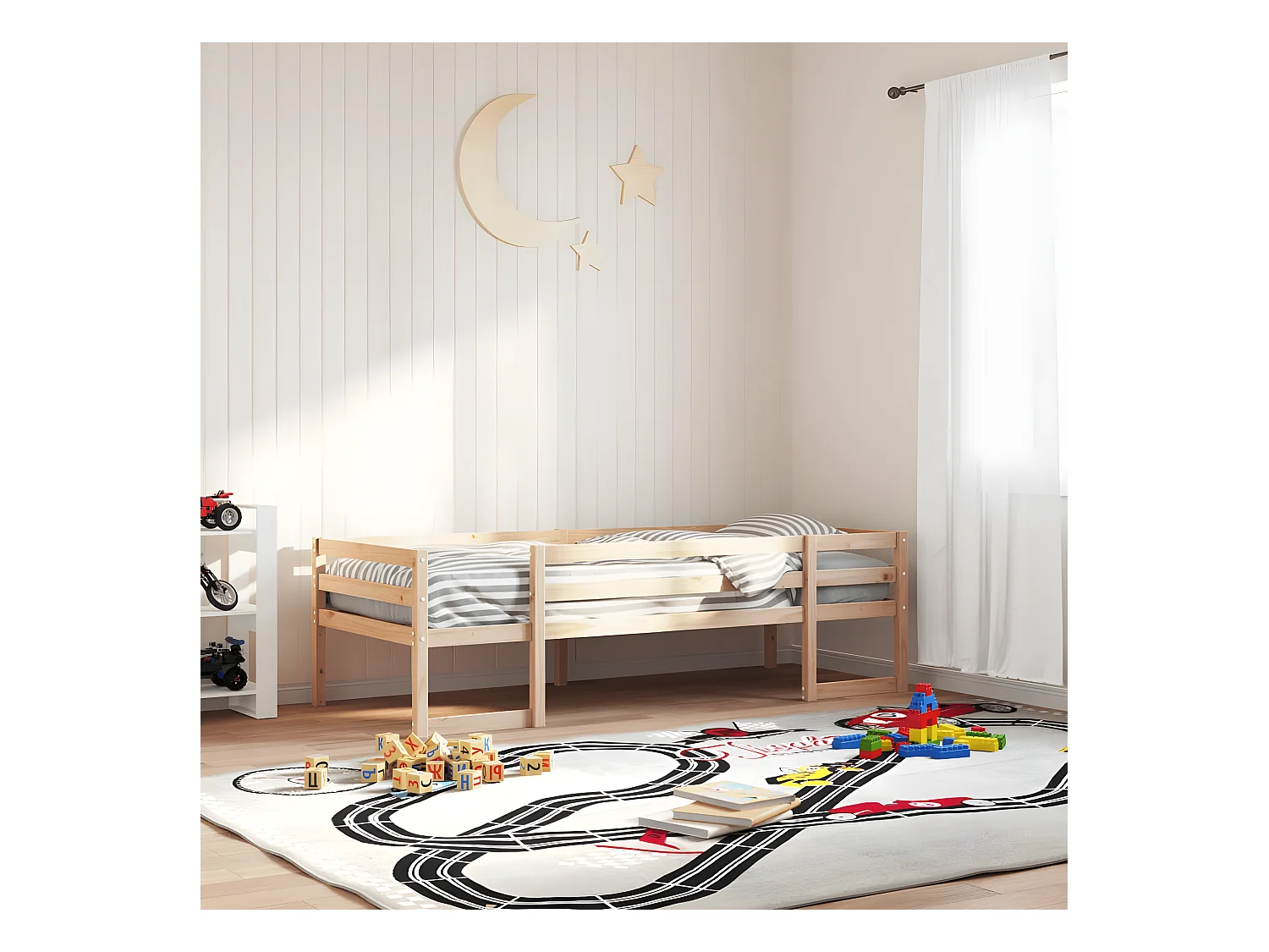Estrutura de cama infantil 90x200 cm madeira de pinho maciça