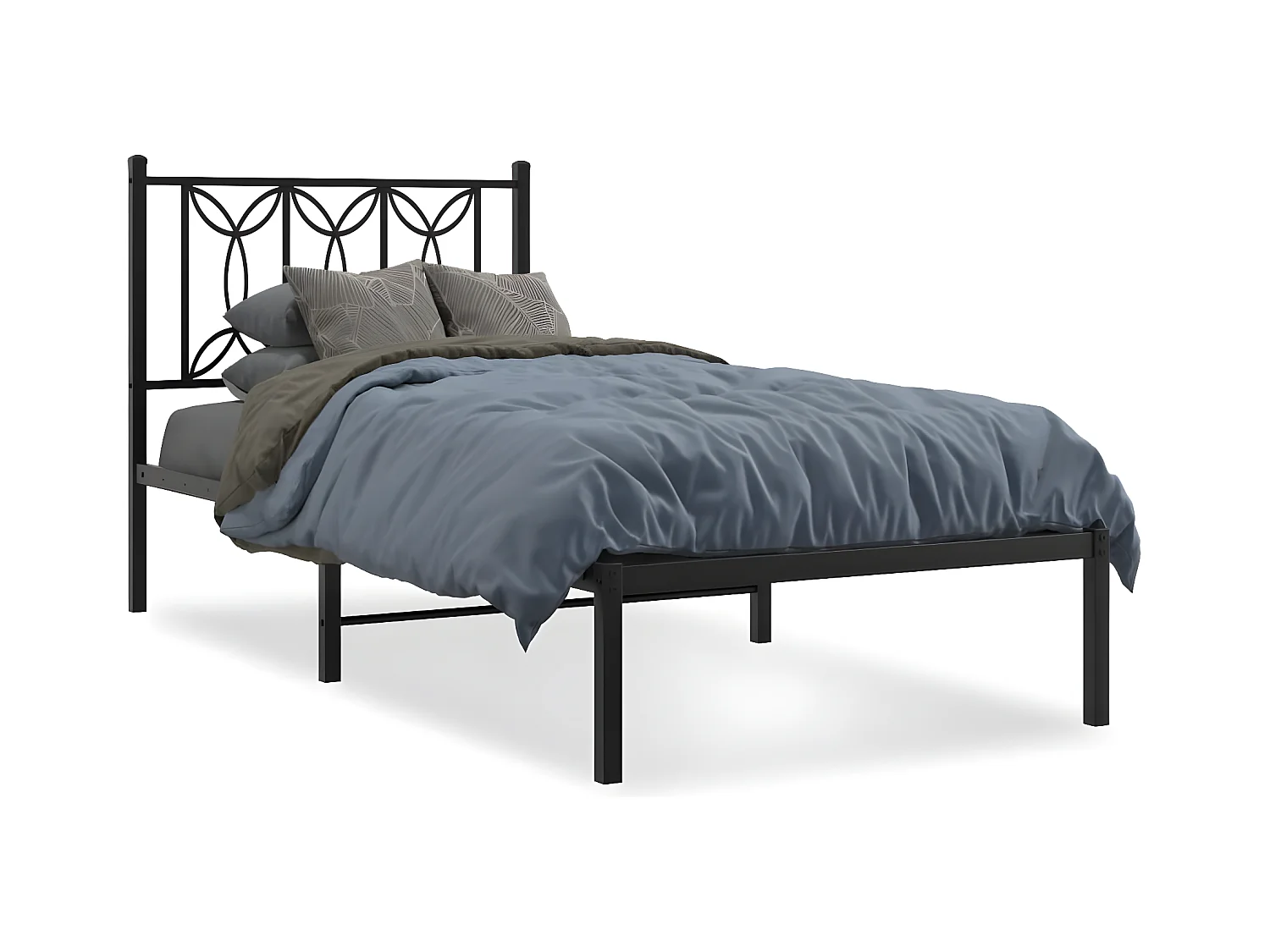 Estructura de cama con cabecero metal negro 90x190 cm