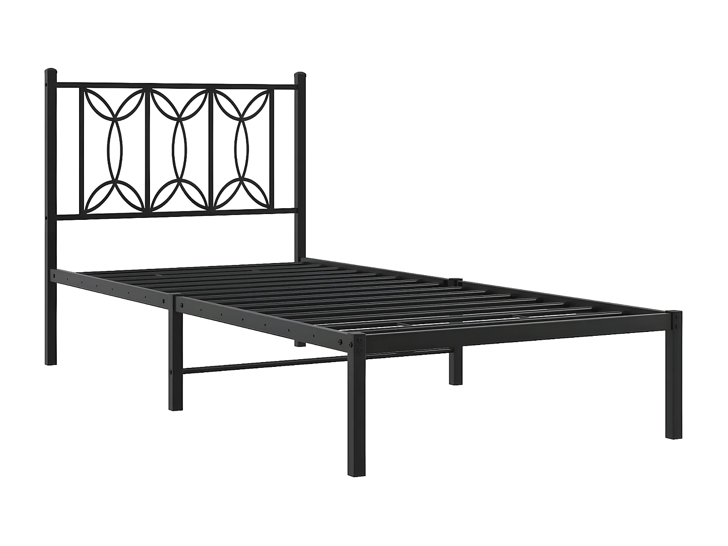 Estructura de cama con cabecero metal negro 90x190 cm