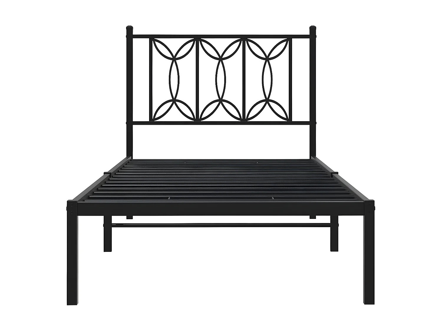 Cadre de lit métal avec tête de lit noir 90x190 cm