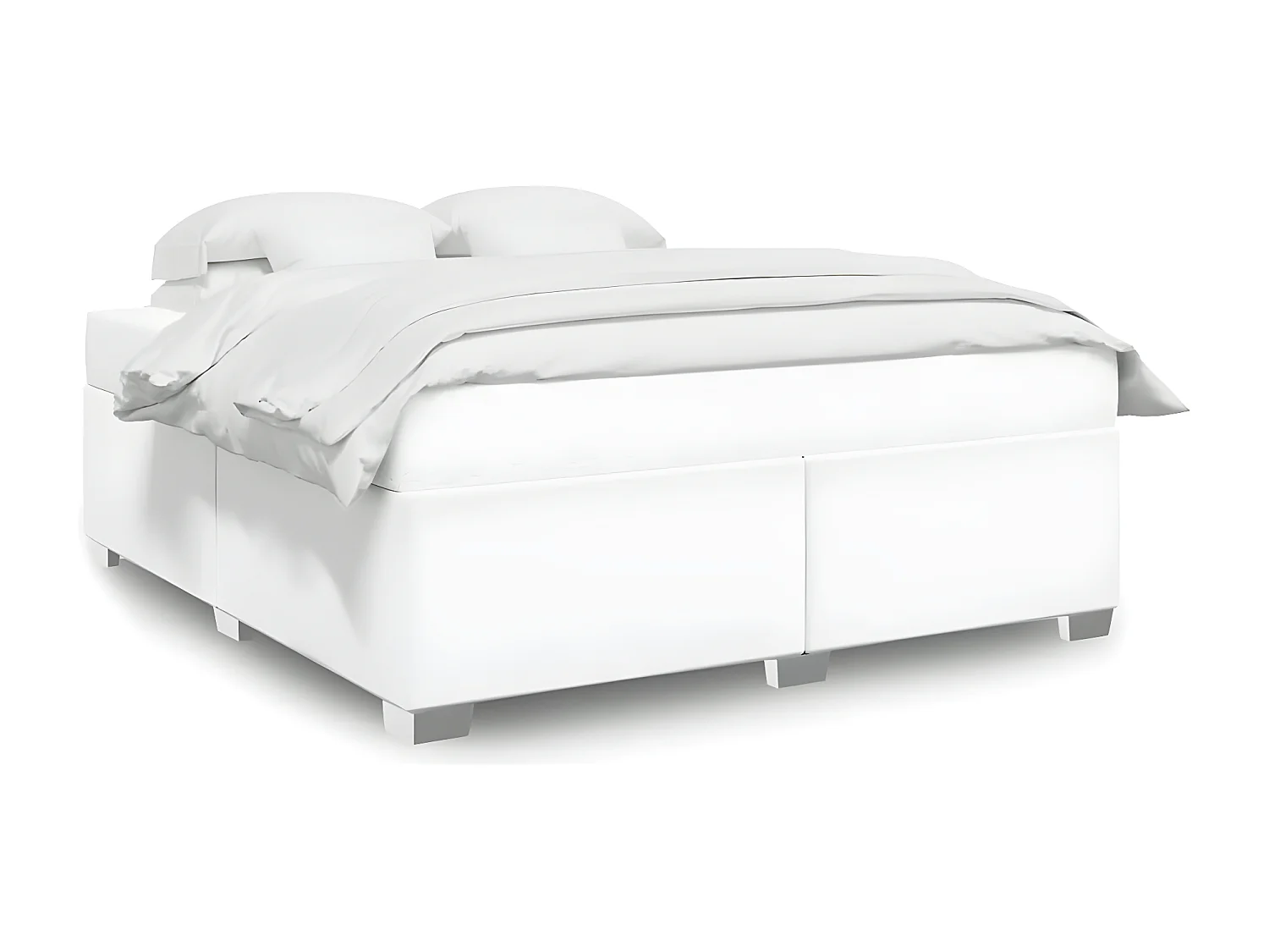 Estructura de cama de cuero sintético blanco 200x200 cm