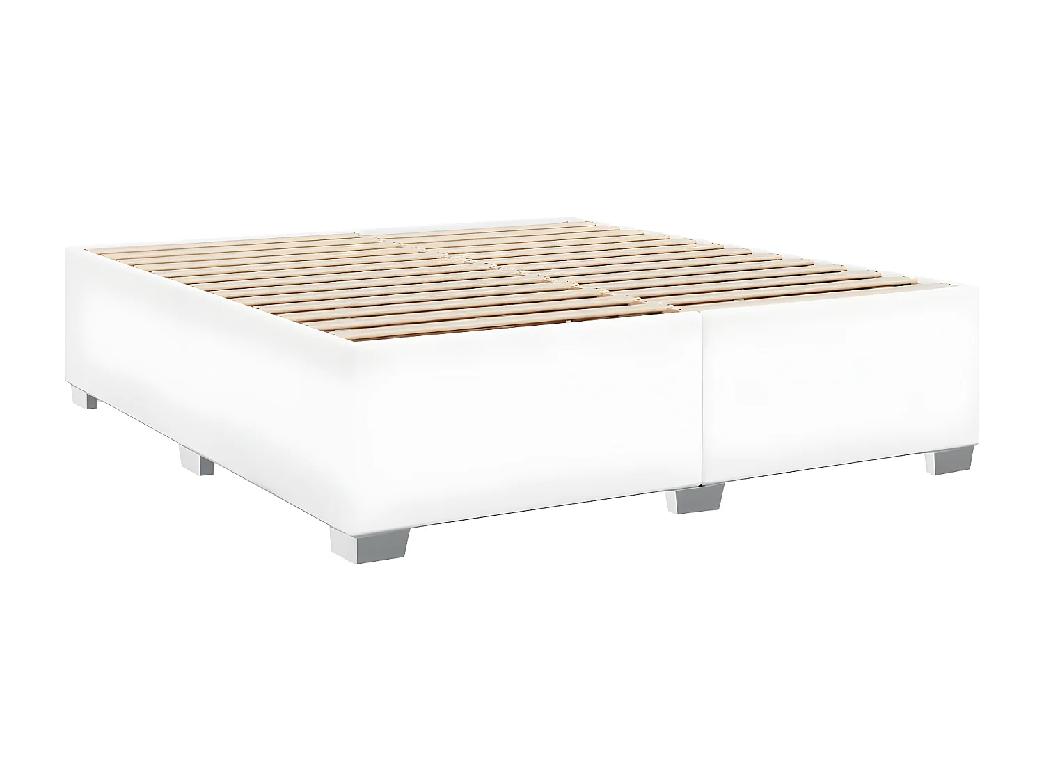 Estructura de cama de cuero sintético blanco 200x200 cm