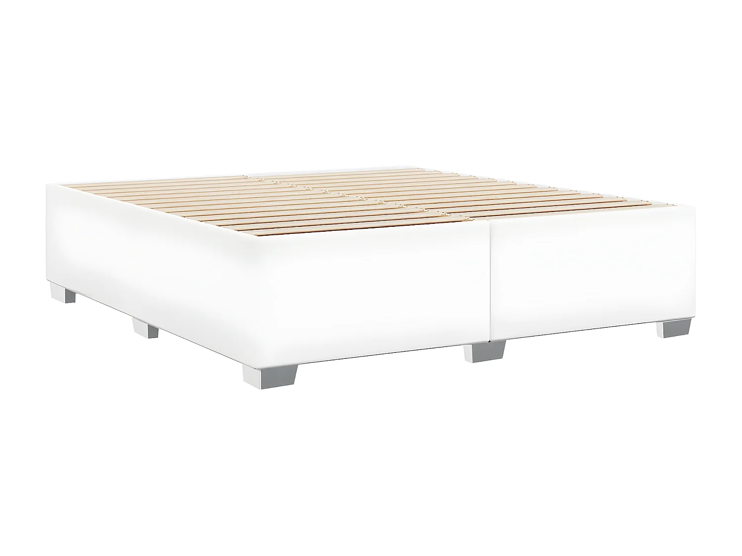 Estrutura de cama 200x200 cm couro artificial branco