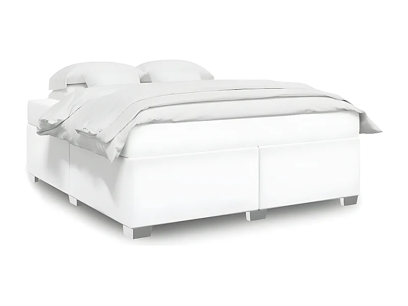 Estrutura de cama 200x200 cm couro artificial branco