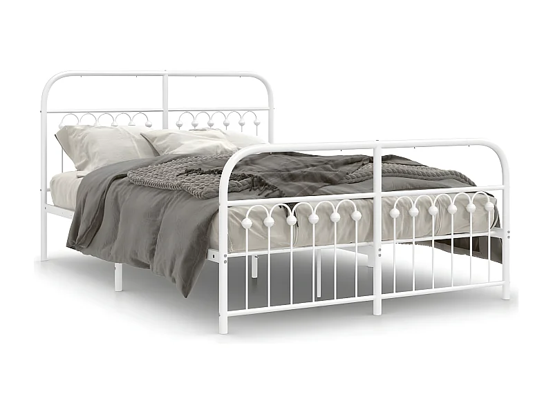 Estructura cama metal cabecero y estribo blanco 140x190 cm