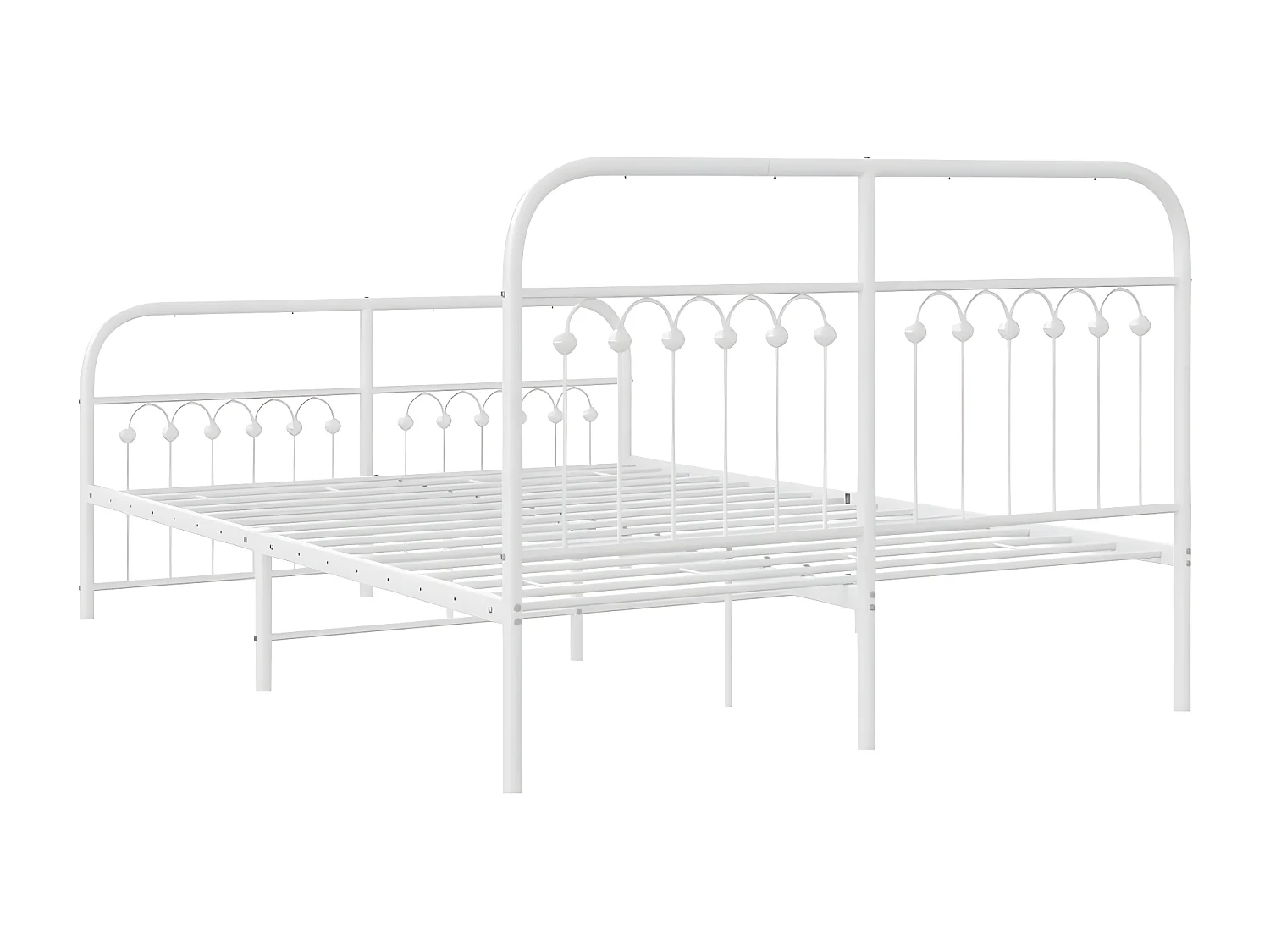 Estrutura de cama com cabeceira e pés 140x190 cm metal branco