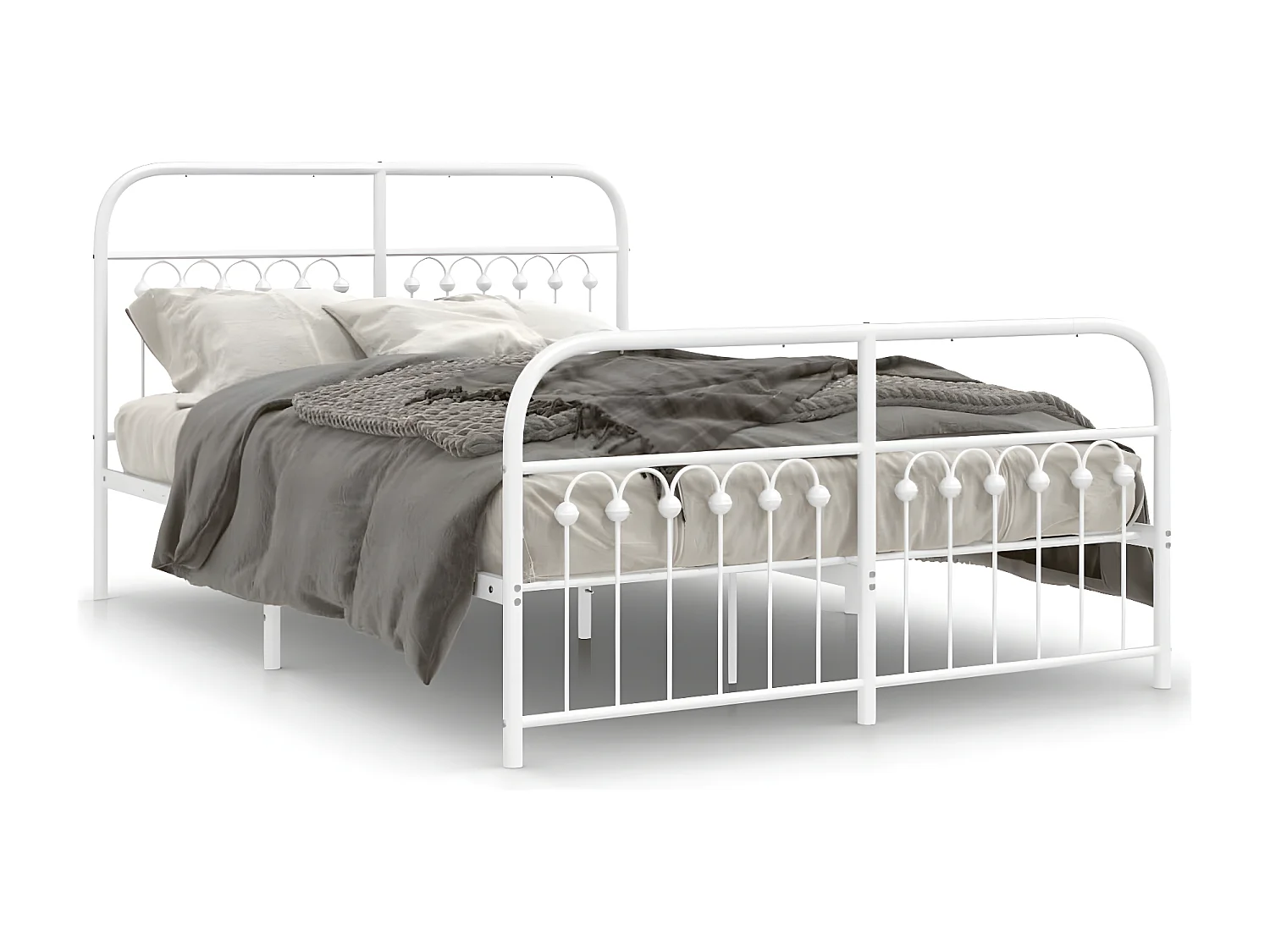 Estrutura de cama com cabeceira e pés 140x190 cm metal branco