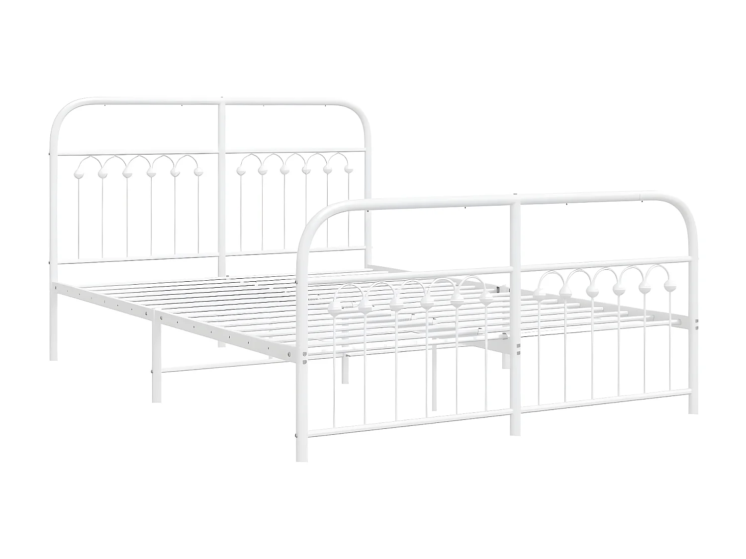 Estrutura de cama com cabeceira e pés 140x190 cm metal branco