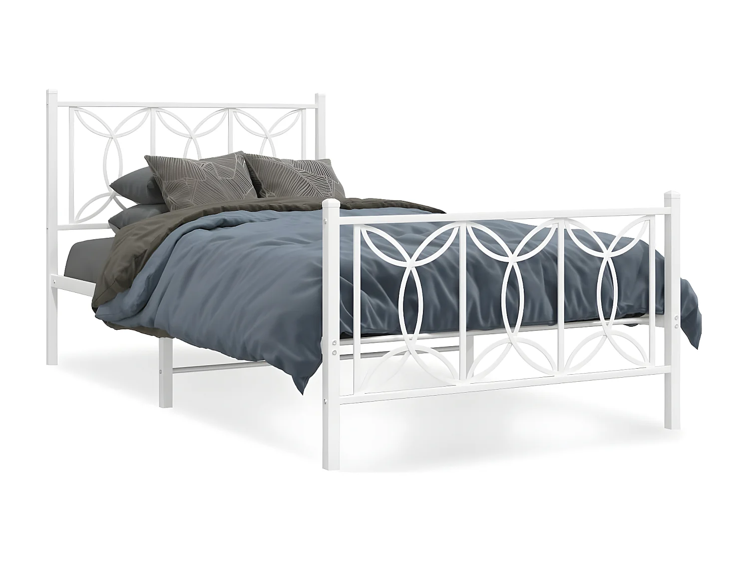 Estructura cama metal con cabecero y pie cama blanca 107x203 cm