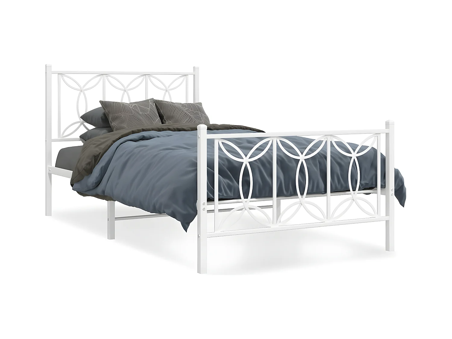 Estructura cama metal con cabecero y pie cama blanca 107x203 cm