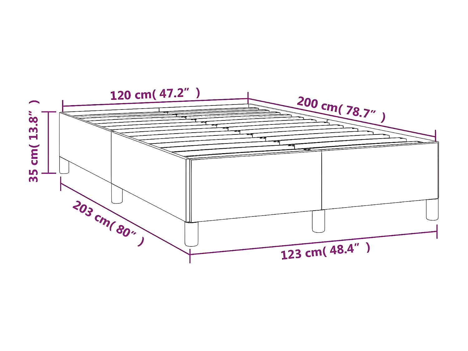 Estrutura de cama 120x200 cm couro artificial branco