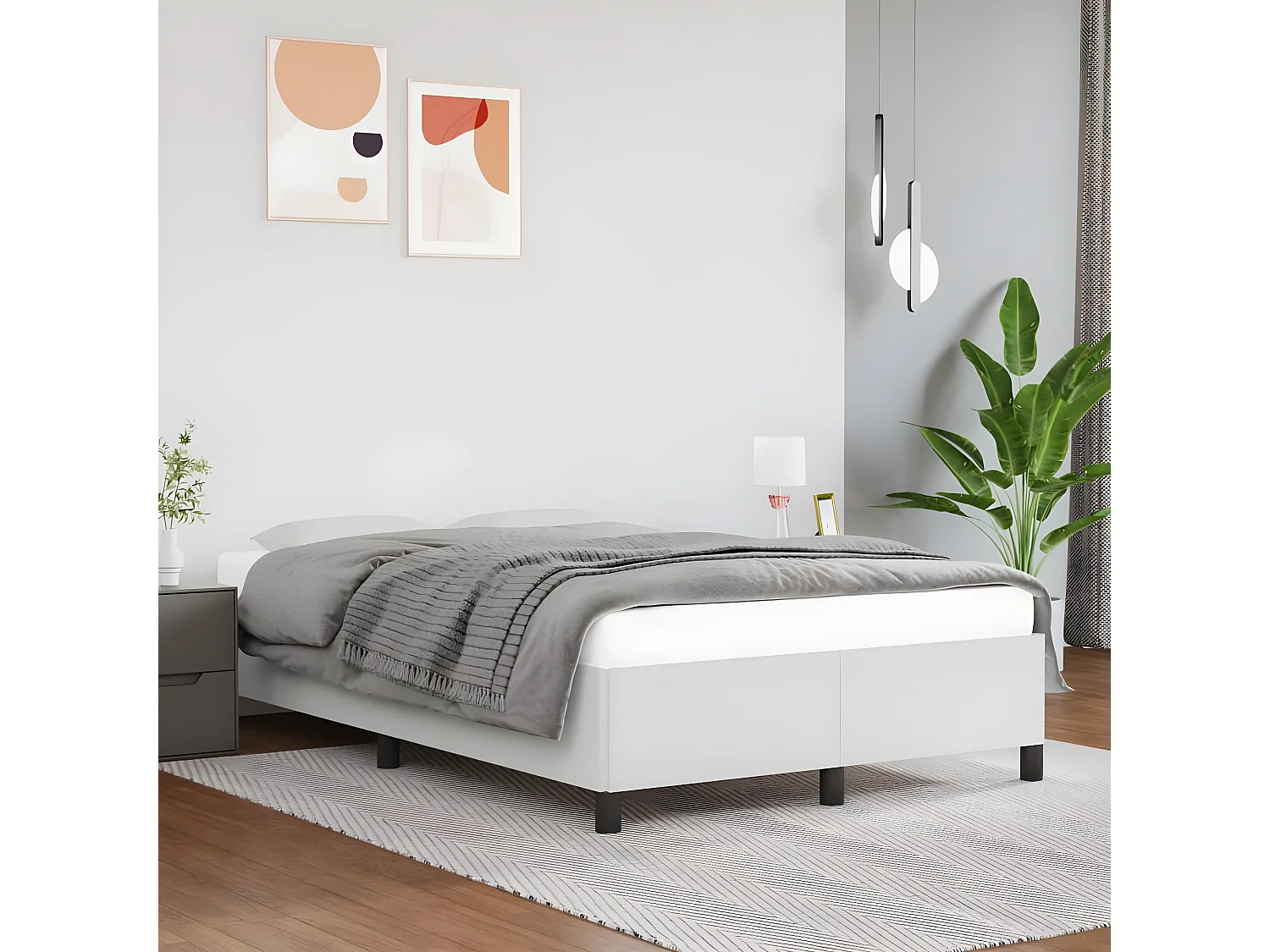 Cadre de lit Blanc 120x200 cm Similicuir