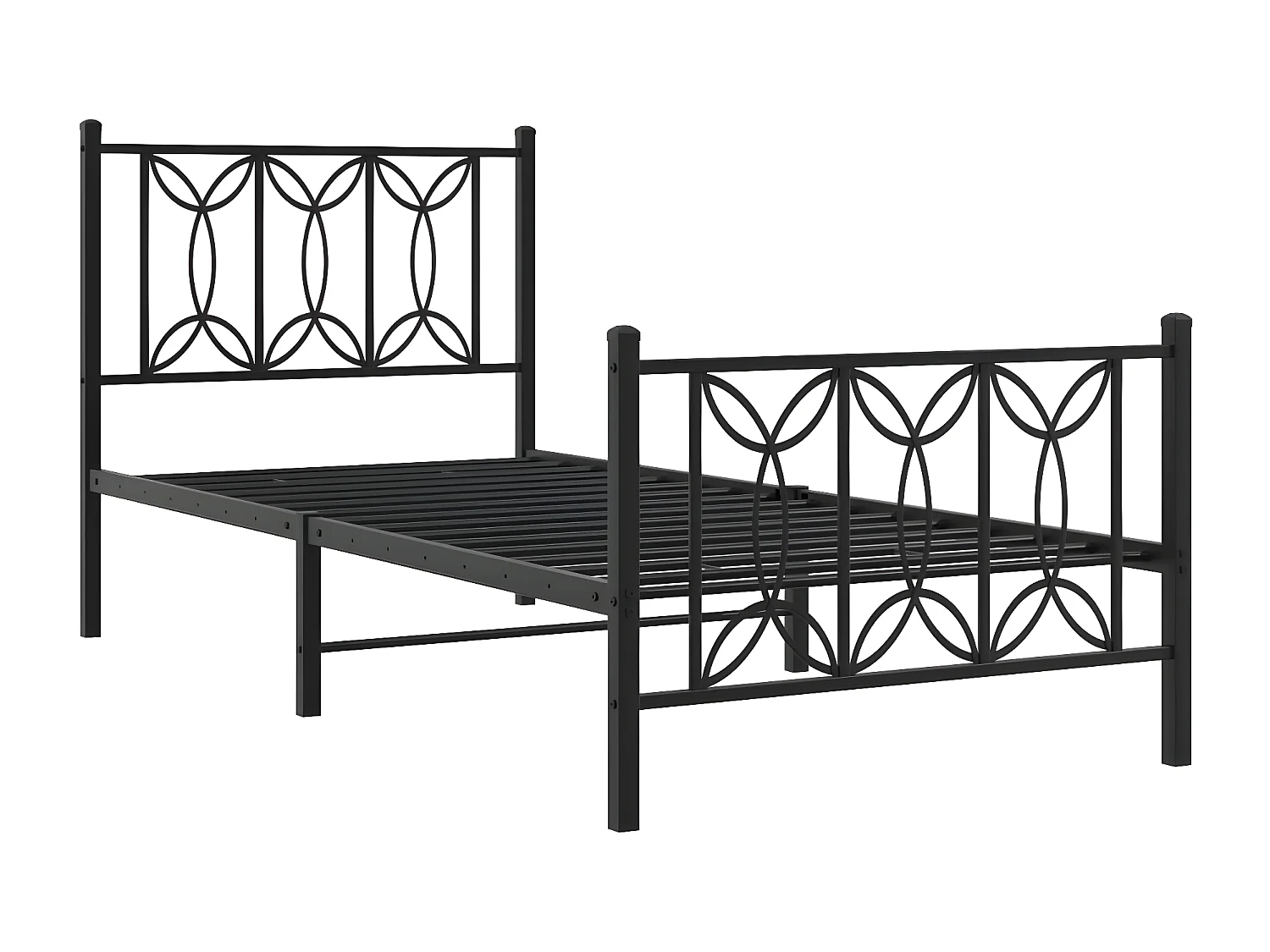 Estrutura de cama com cabeceira e pés 75x190 cm metal preto