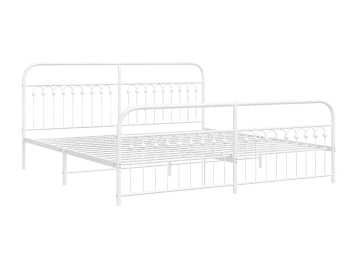 Estrutura de cama com cabeceira e pés 200x200 cm metal branco