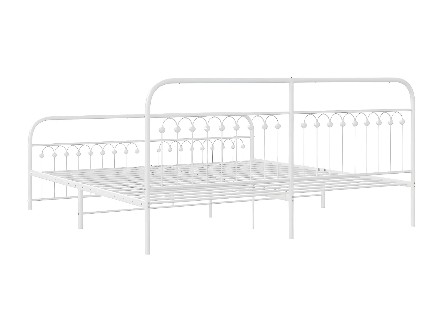 Estrutura de cama com cabeceira e pés 200x200 cm metal branco