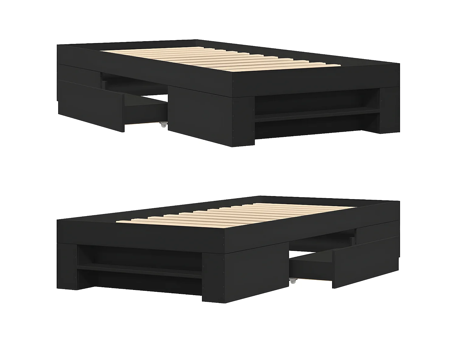 Estrutura de cama 90x200 cm derivados de madeira preto
