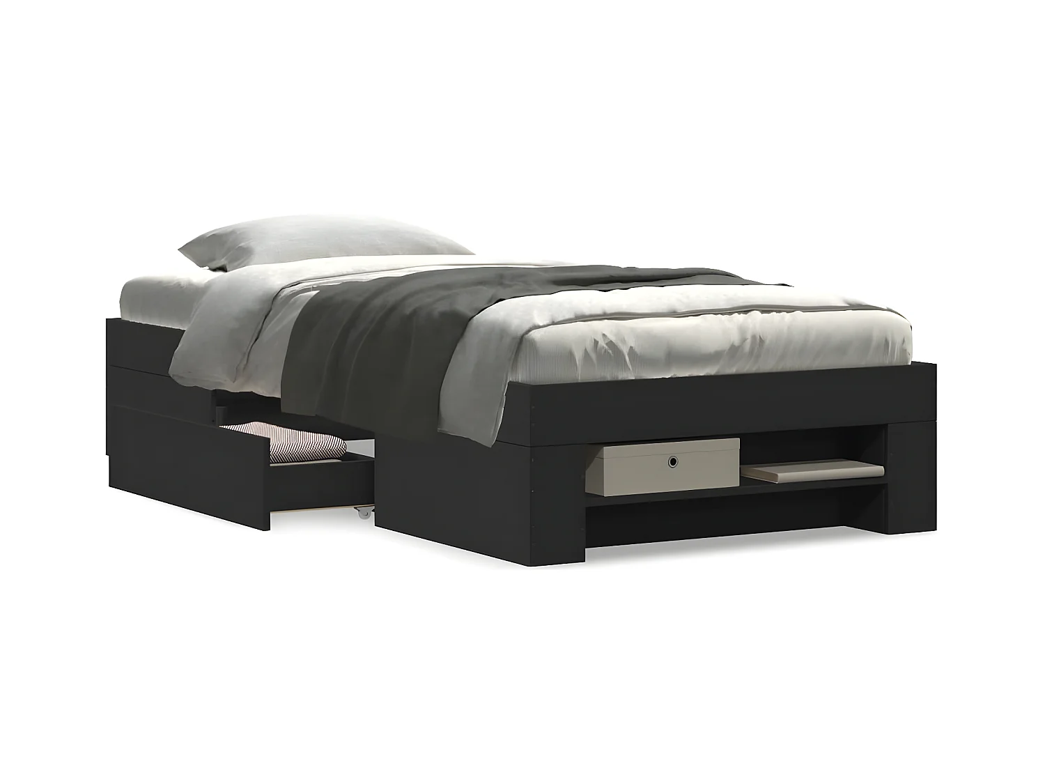 Estrutura de cama 90x200 cm derivados de madeira preto