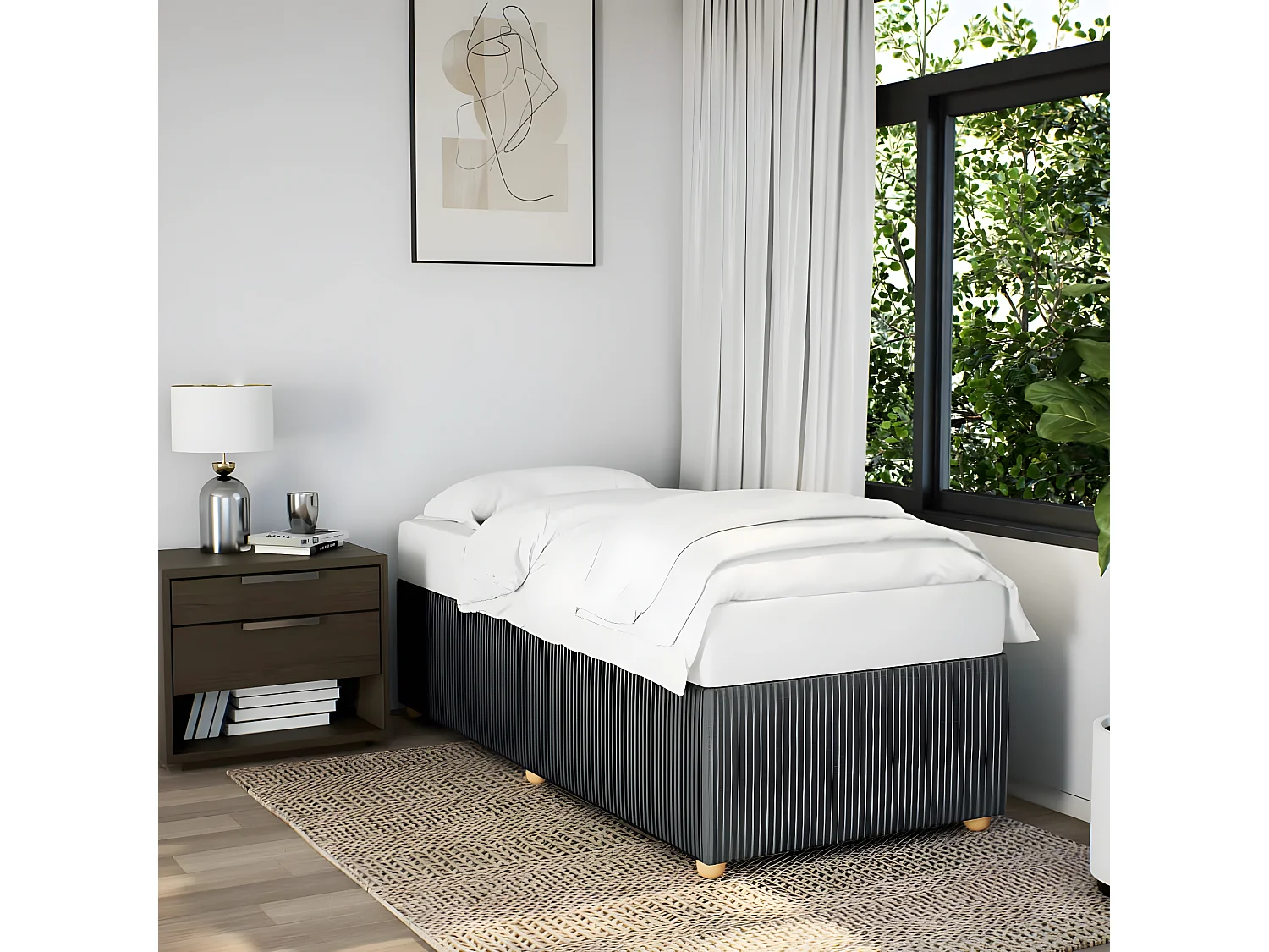 Cadre de lit Gris foncé 90x190 cm Tissu