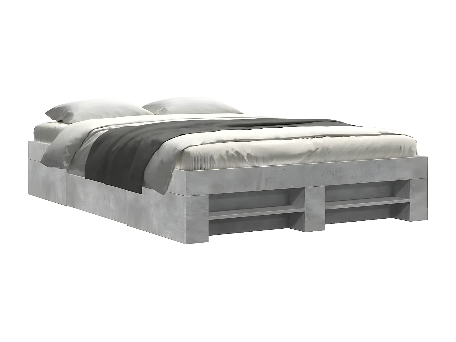 Estructura de cama madera de ingeniería gris hormigón 140x190cm