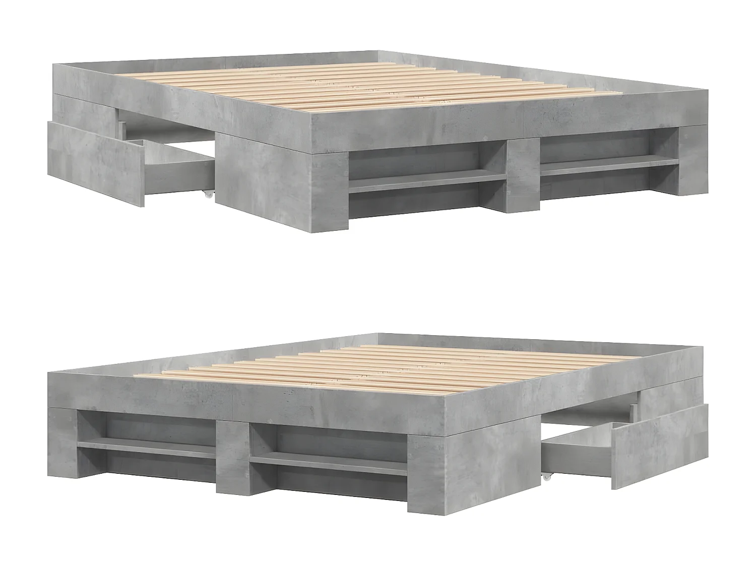 Estructura de cama madera de ingeniería gris hormigón 140x190cm