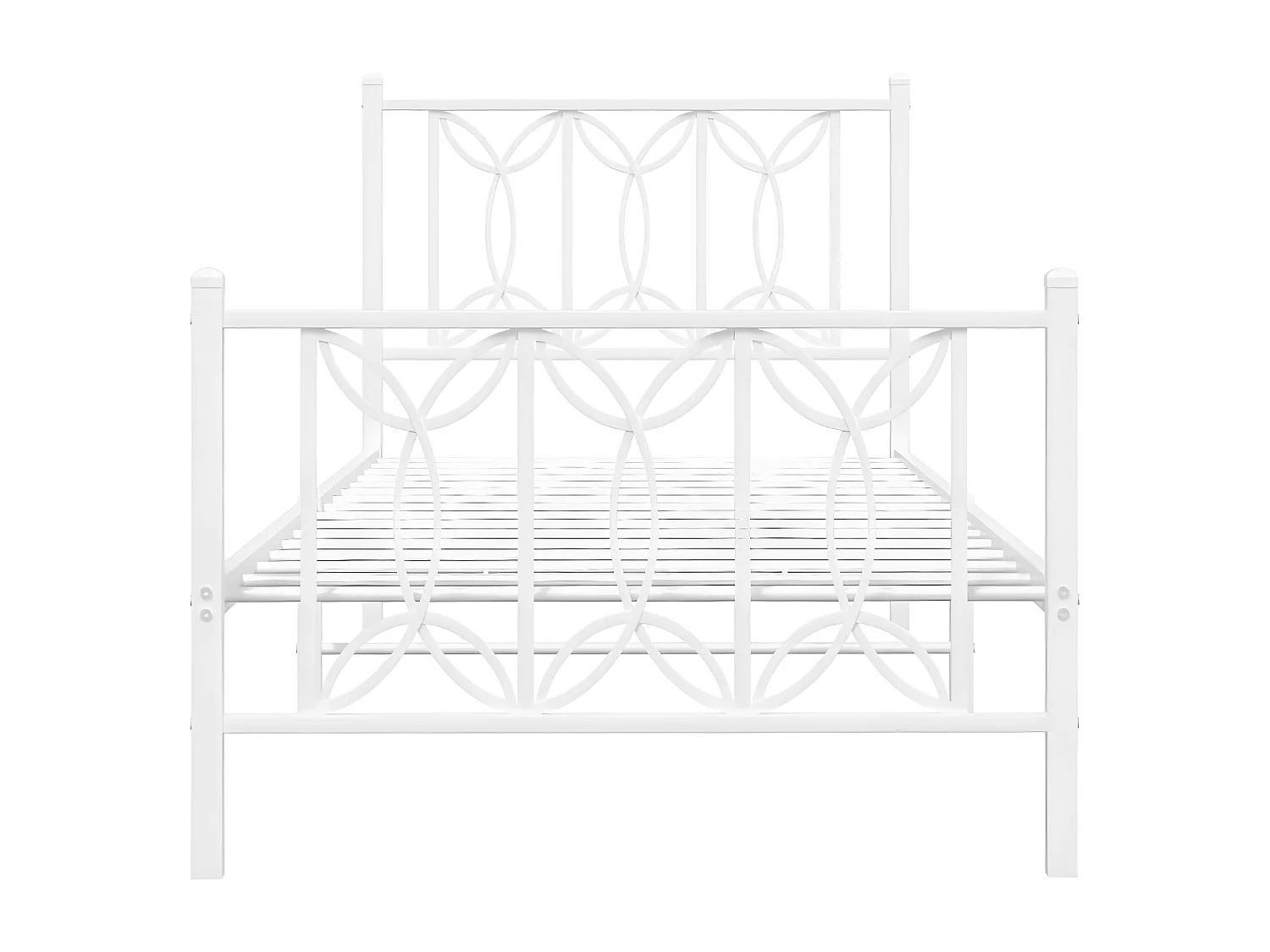 Cadre de lit métal avec tête de lit/pied de lit blanc 90x190 cm