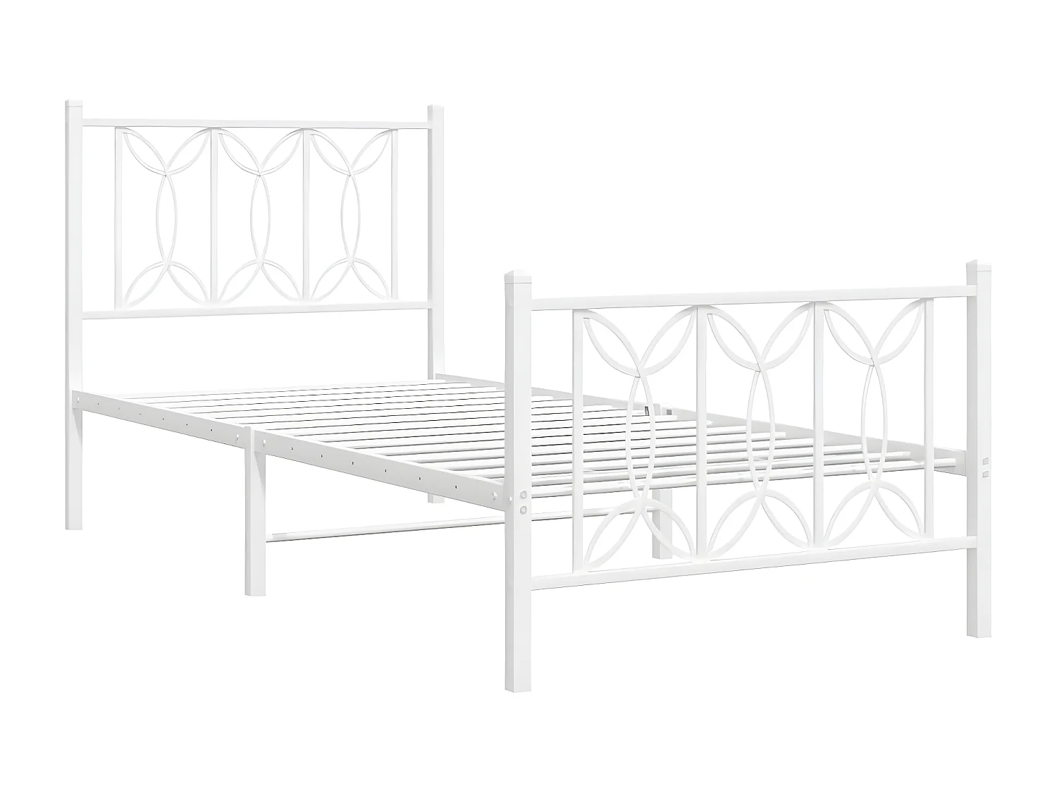 Estrutura de cama com cabeceira e pés 90x190 cm metal branco