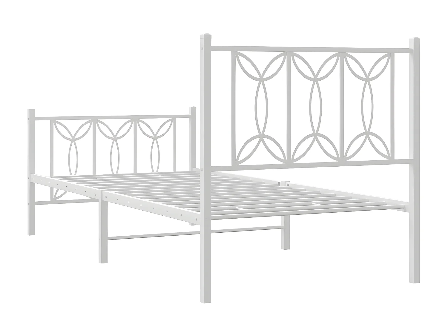 Estrutura de cama com cabeceira e pés 90x190 cm metal branco