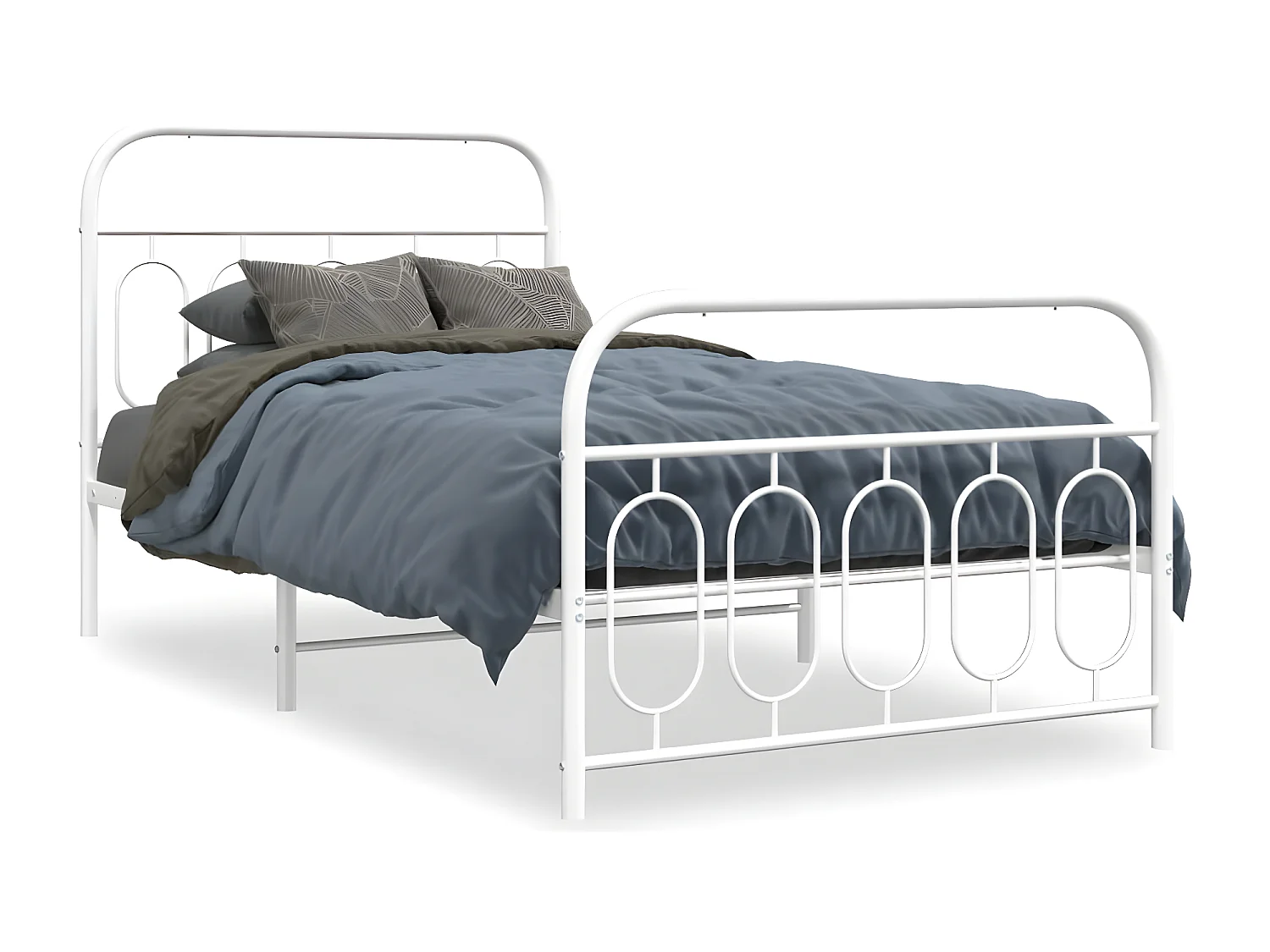 Estructura cama metal cabecero y estribo blanca 100x190 cm