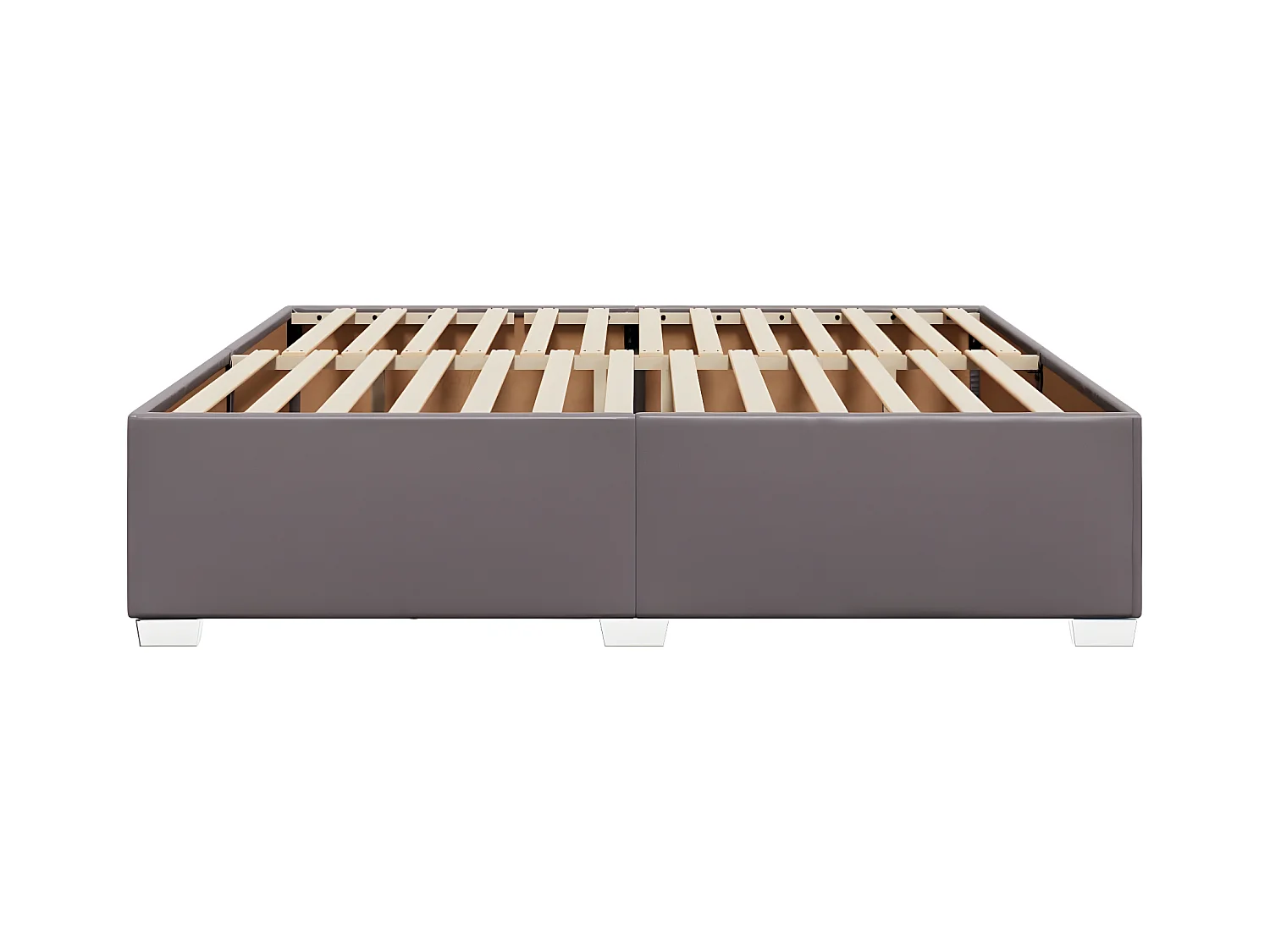 Estructura de cama de cuero sintético gris 200x200 cm