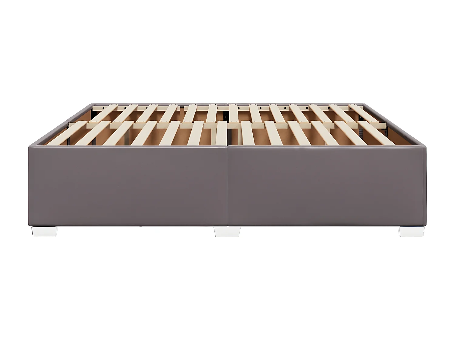 Estructura de cama de cuero sintético gris 200x200 cm