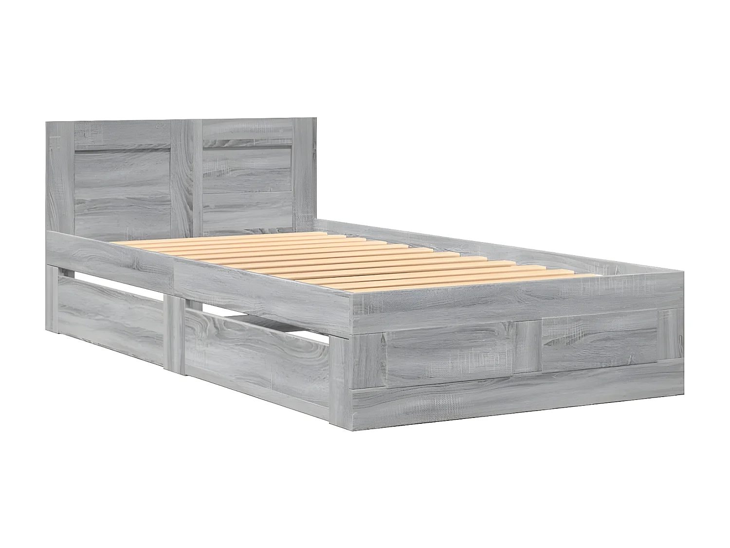 Cama con cabecero madera de ingeniería gris Sonoma 90x200 cm