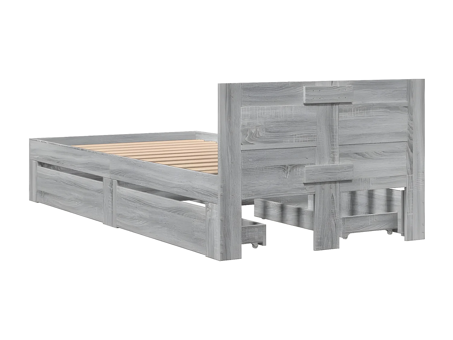 Cama con cabecero madera de ingeniería gris Sonoma 90x200 cm