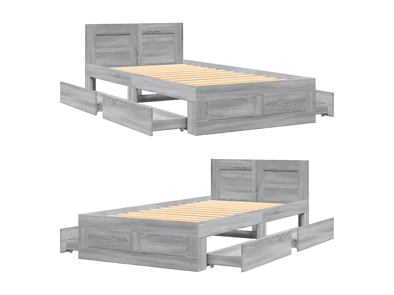 Cama con cabecero madera de ingeniería gris Sonoma 90x200 cm