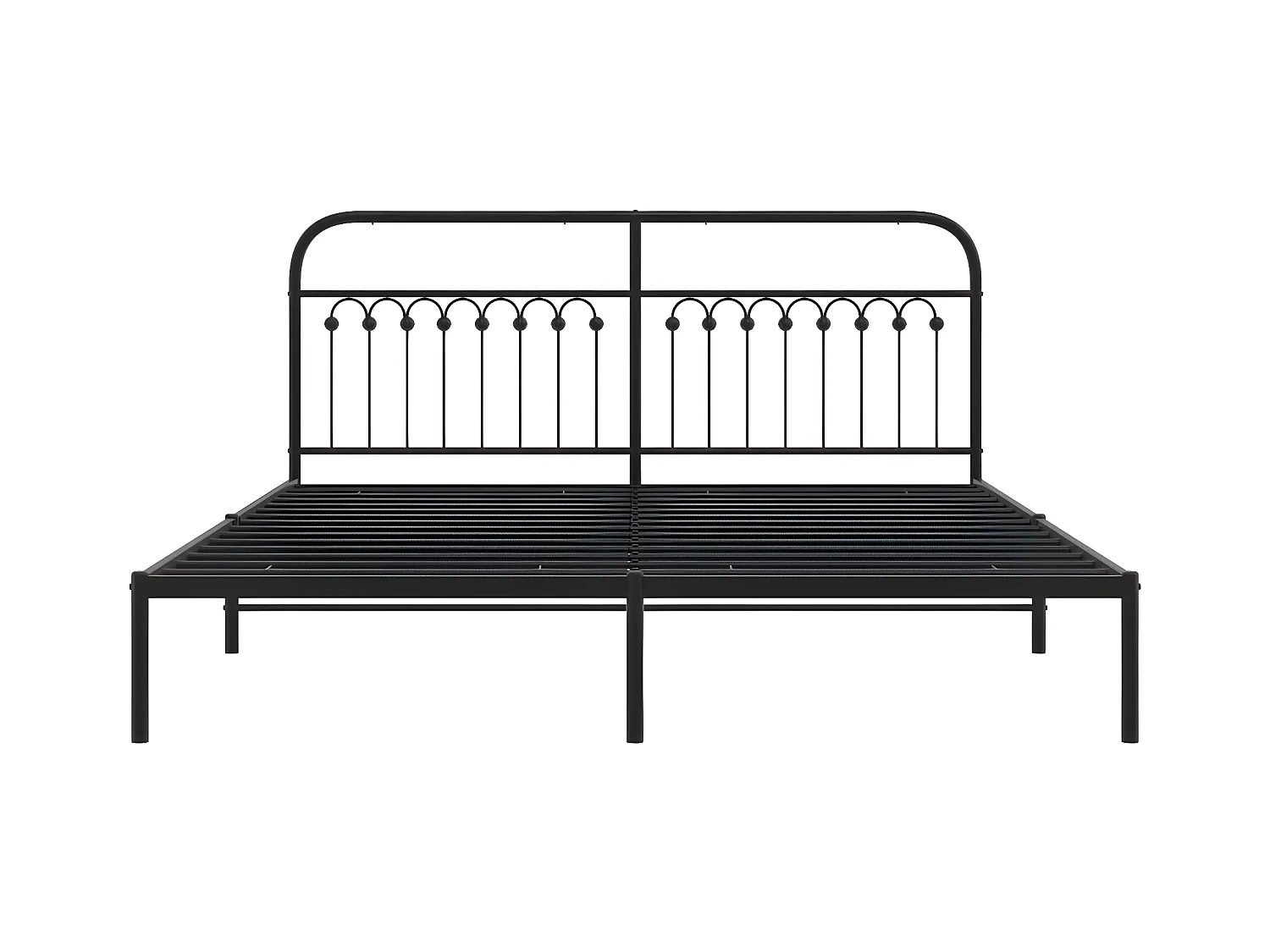 Cadre de lit métal avec tête de lit noir 183x203 cm