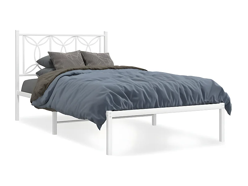 Estrutura de cama com cabeceira 100x190 cm metal branco