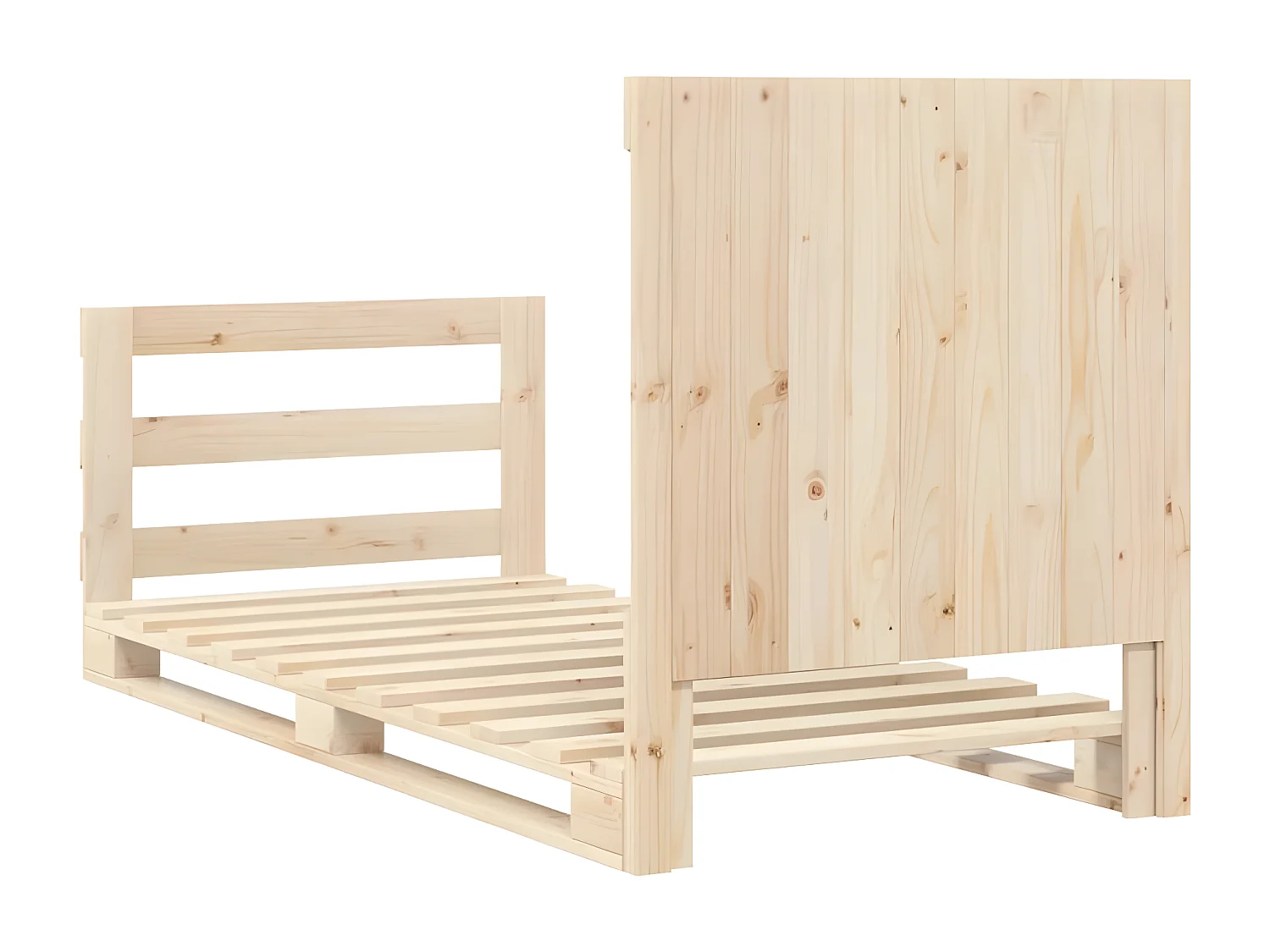 Estructura de cama con cabecero madera maciza de pino 90x200 cm