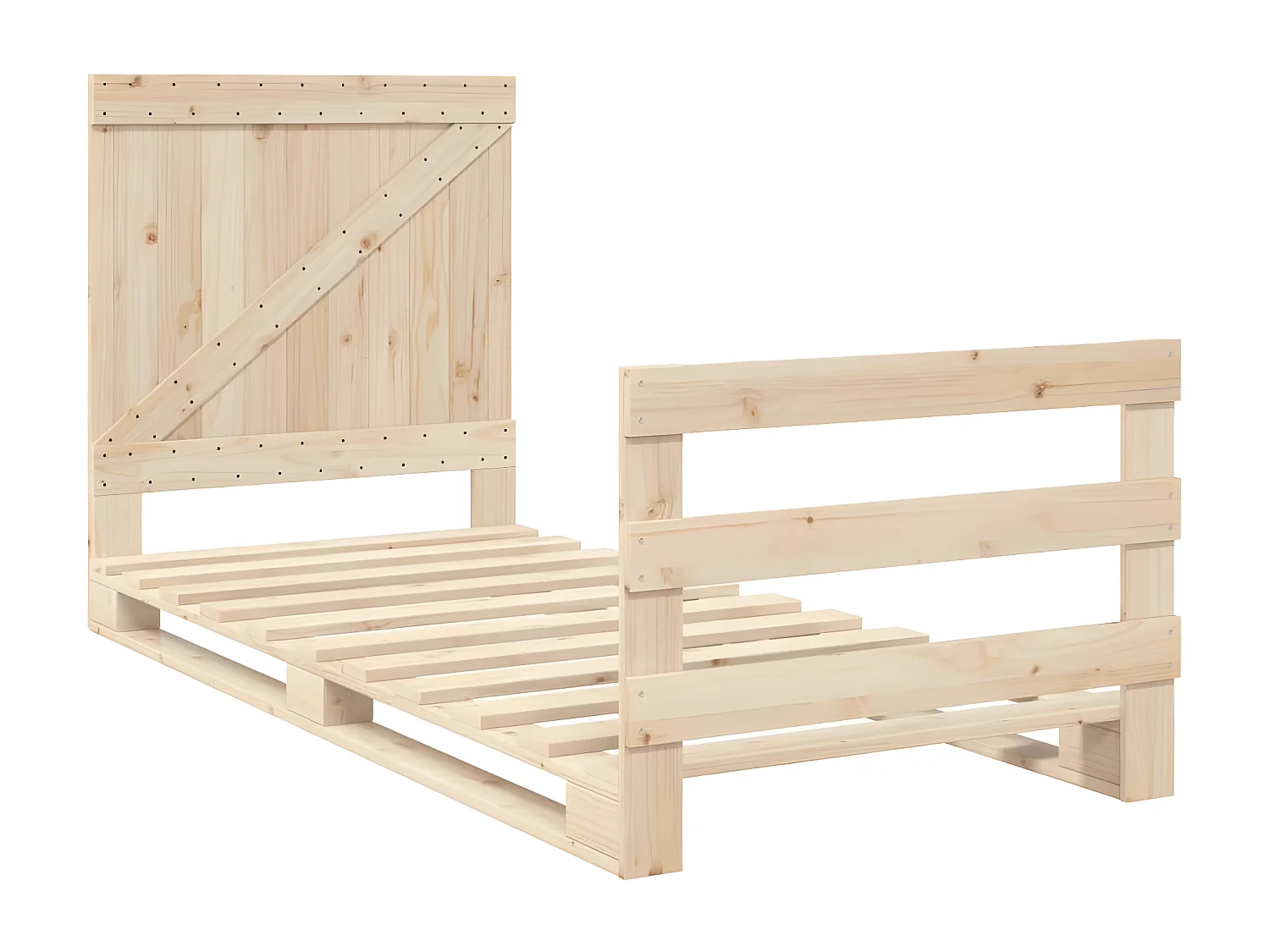 Estructura de cama con cabecero madera maciza de pino 90x200 cm