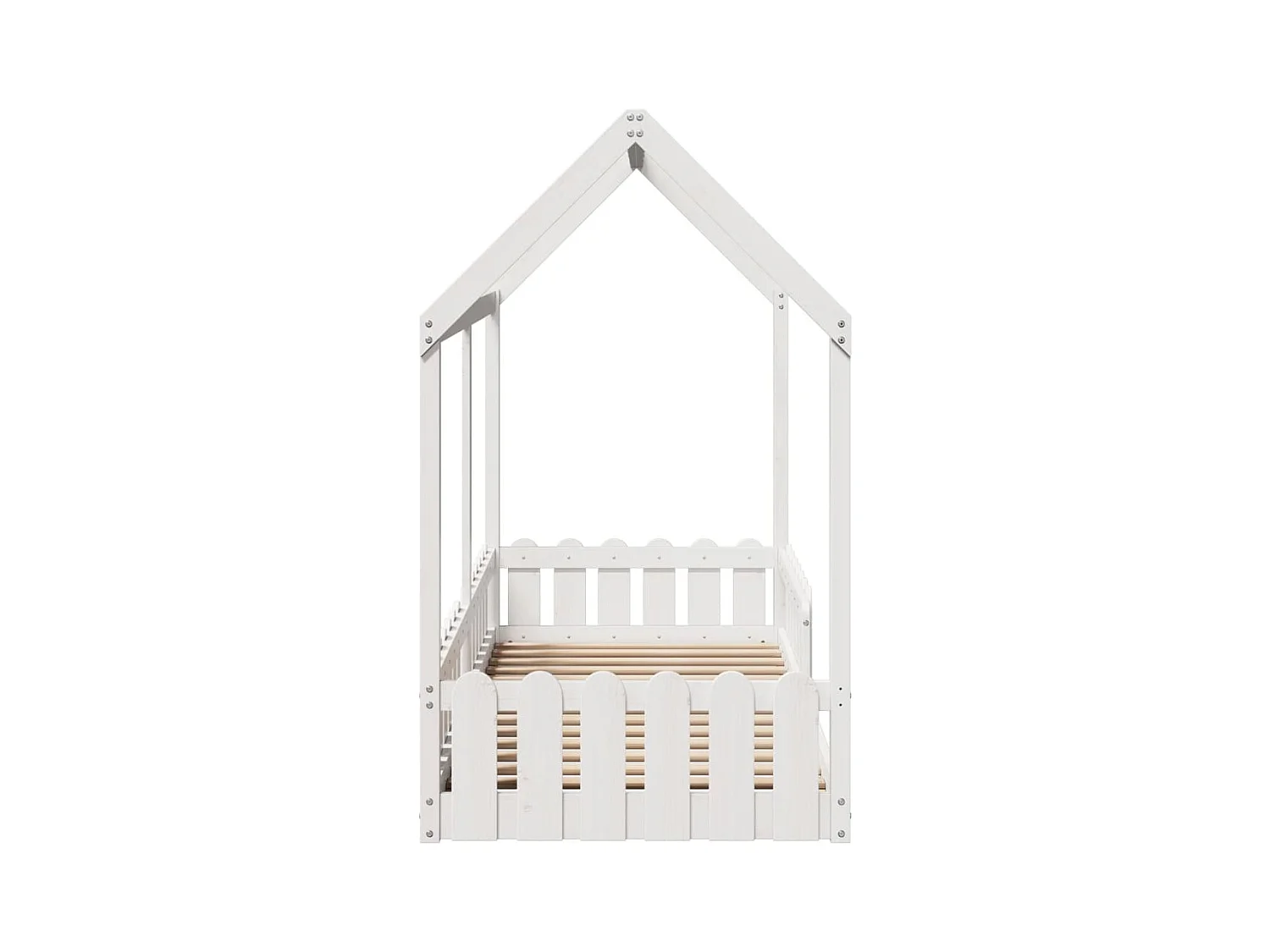 Cama con forma de casa de niños madera maciza blanca 80x200 cm