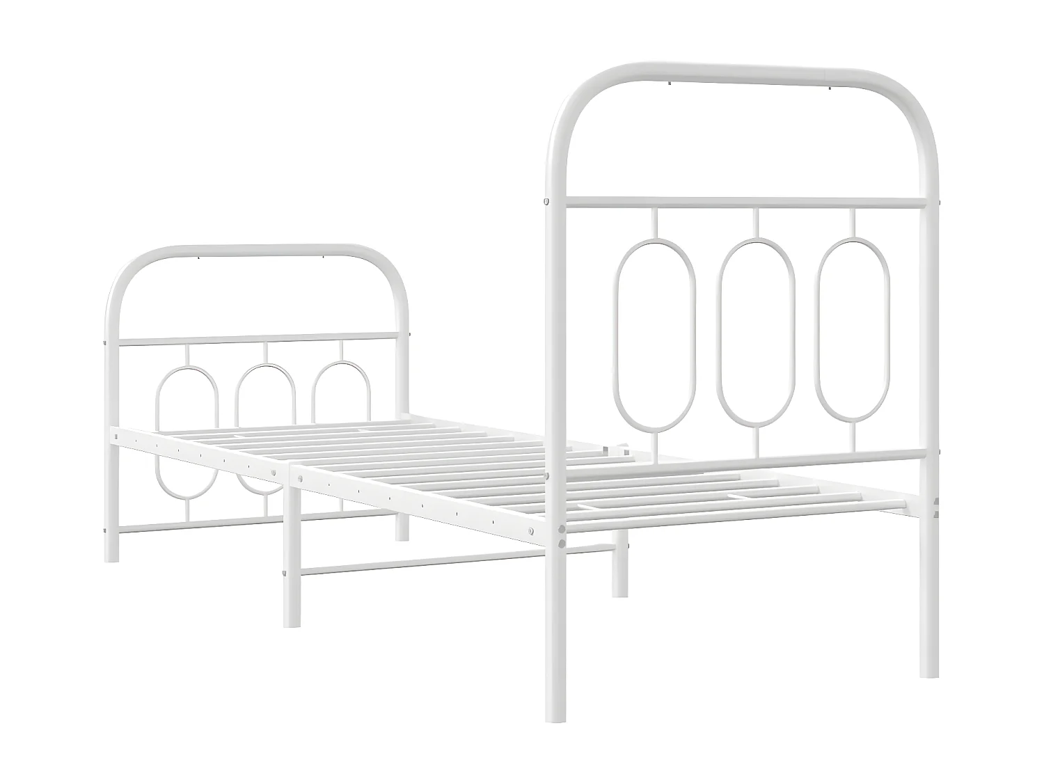 Cadre de lit métal avec tête de lit/pied de lit blanc 75x190 cm