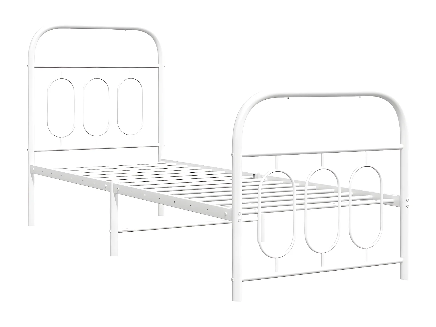 Estrutura de cama com cabeceira e pés 75x190 cm metal branco