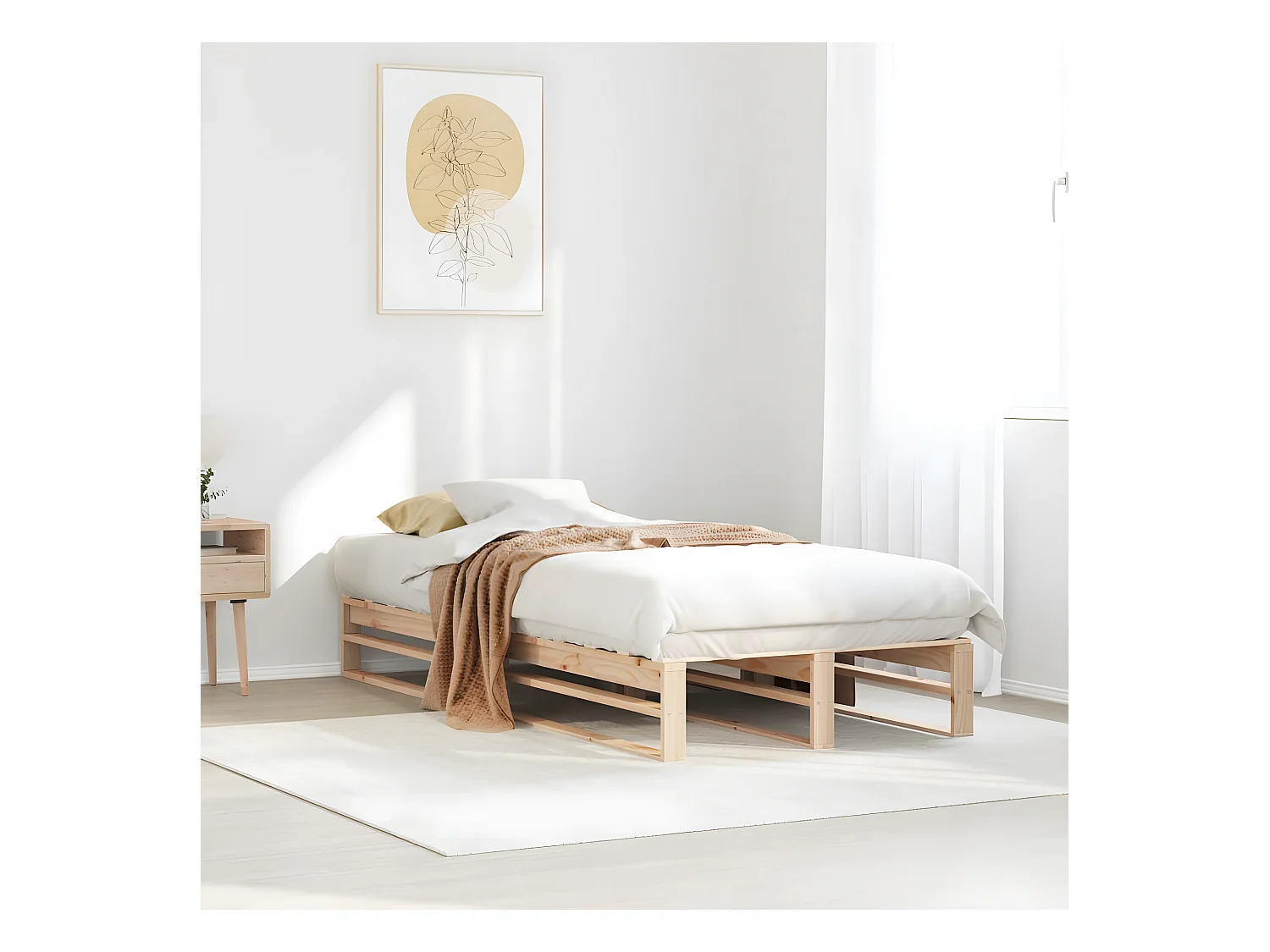 Cadre de lit sans matelas 90x190 cm bois de pin massif