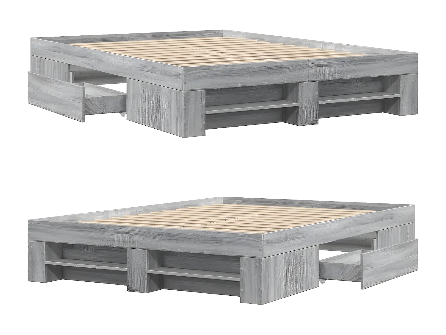 Estructura de cama madera de ingeniería gris Sonoma 140x200 cm