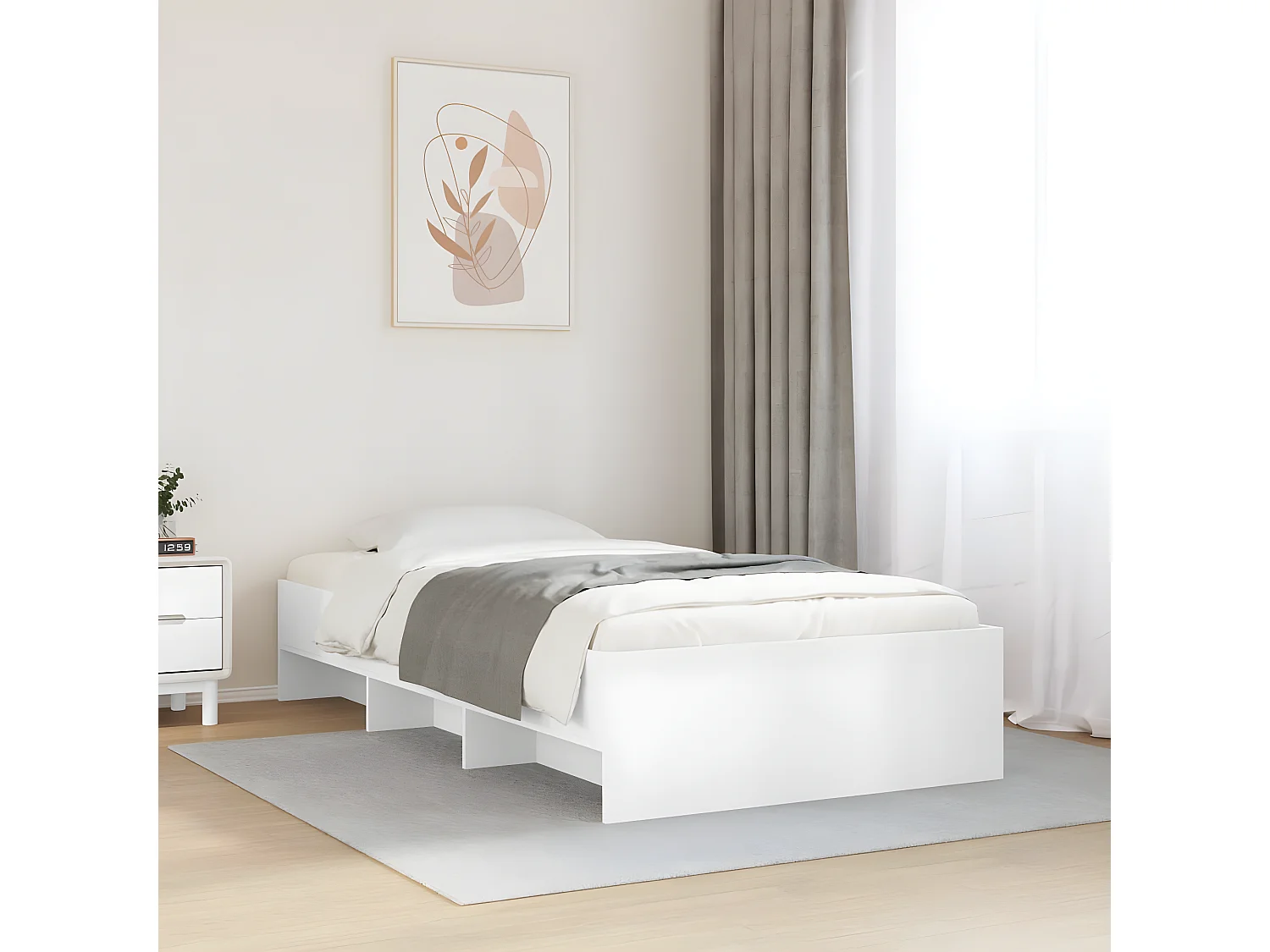 Estrutura de cama 100x200 cm derivados de madeira branco