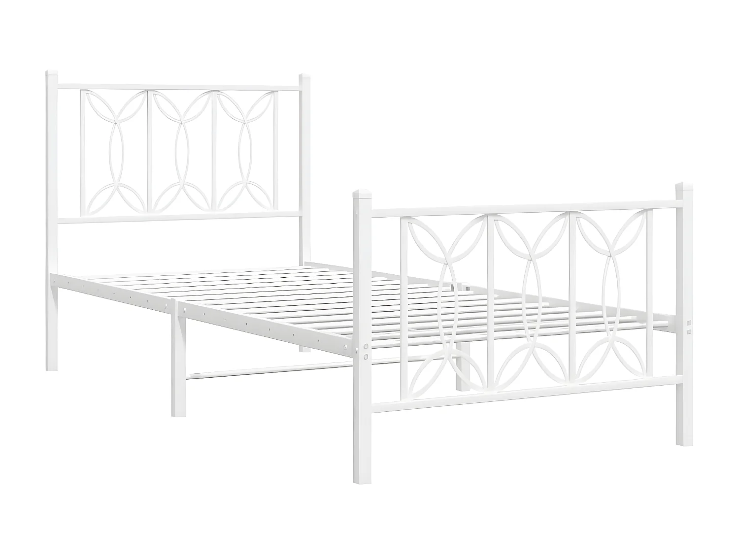 Estructura cama metal con cabecero y pie cama blanca 80x200 cm